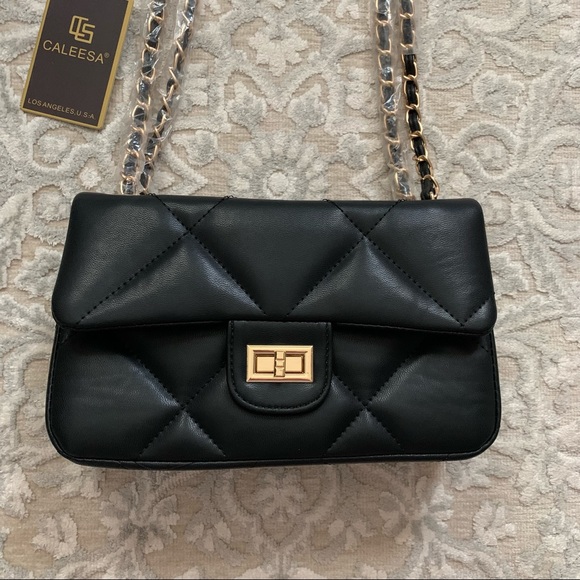 Black Quilted Shoulder Bag - Picture 3 of 14